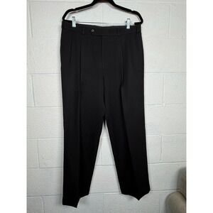 Brooks Brothers Black 100% Wool Pleated Dress Pants Men's 34x30 Cuffed
